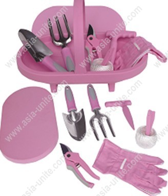 pink garden tools set