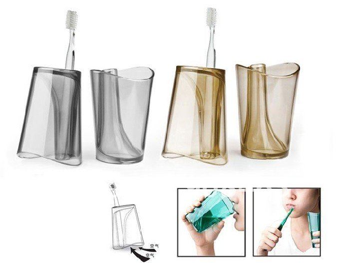 toothbrush holder plastic water cup 2 in 1 novelty flip cup wash cup