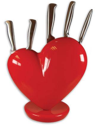 Heart knife block red